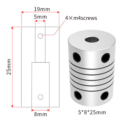 Aluminum Z-axis Flexible coupling for 3D printer stepper Motor shaft couplers, D19L25, 3mm, 4mm, 5mm, 6mm, 6,35mm, 8mm, 10mm