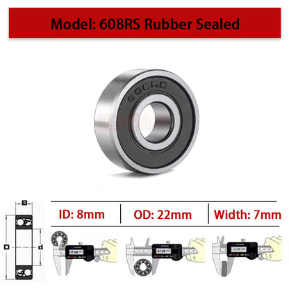 10pcs 608rs Stainless Steel Skateboard Bearings Skateboard Roller Wheel Bearings