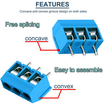 10Pcs KF301- 2P Screw 5.0mm Terminal Block 2 Pin 3 Pin Pcb Terminal Block Connector