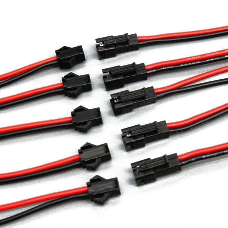 High Quality Plug 10pcs Connector Head Wires 24AWG 2-Pin Male / Female Connected