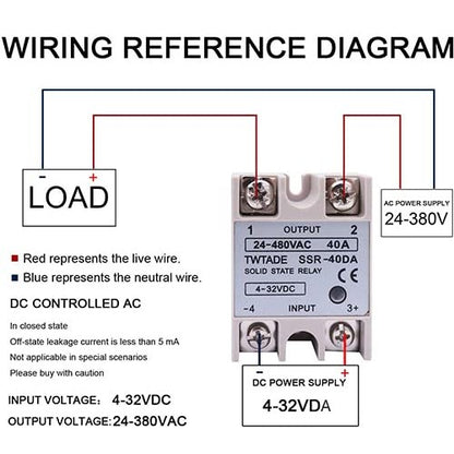 SSR-40DA 25DA 60DA DC to AC Solid State Relay Module Temperature Controller 24V-380V 40A 250V/25A 250V/ 60A 250V