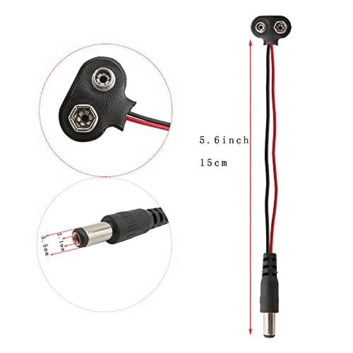 9V BATTERY SOFT CLIP SNAP PLUG CAP CONNECTOR WITH DC PLUG