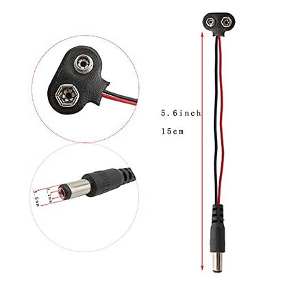 9V BATTERY SOFT CLIP SNAP PLUG CAP CONNECTOR WITH DC PLUG