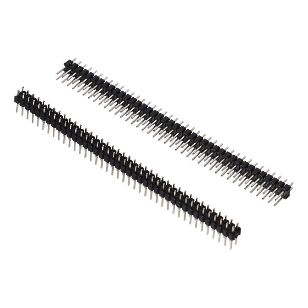 Header Strip Socket 2.54mm Pitch Header Connectors, Easy to install Black 2*40P Male Header Pins PCB board