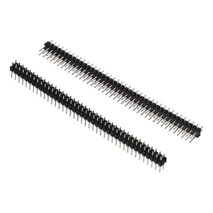 Header Strip Socket 2.54mm Pitch Header Connectors, Easy to install Black 2*40P Male Header Pins PCB board