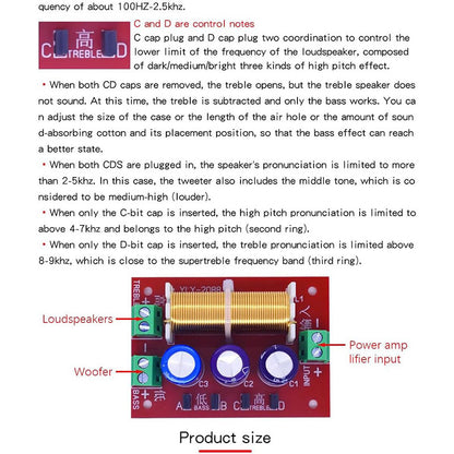 YLY-2088 2 Way Crossover Filters Module 400W HiFi Speaker Modification Upgrade Board Full Range Treble Bass Welding Free
