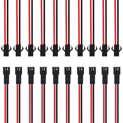 High Quality Plug 10pcs Connector Head Wires 24AWG 2-Pin Male / Female Connected
