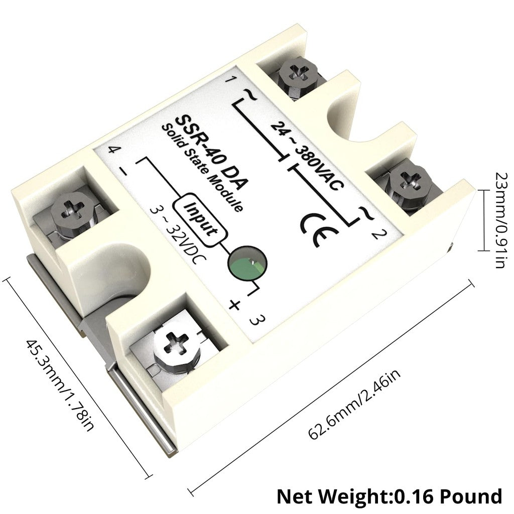 SSR-40DA 25DA 60DA DC to AC Solid State Relay Module Temperature Controller 24V-380V 40A 250V/25A 250V/ 60A 250V