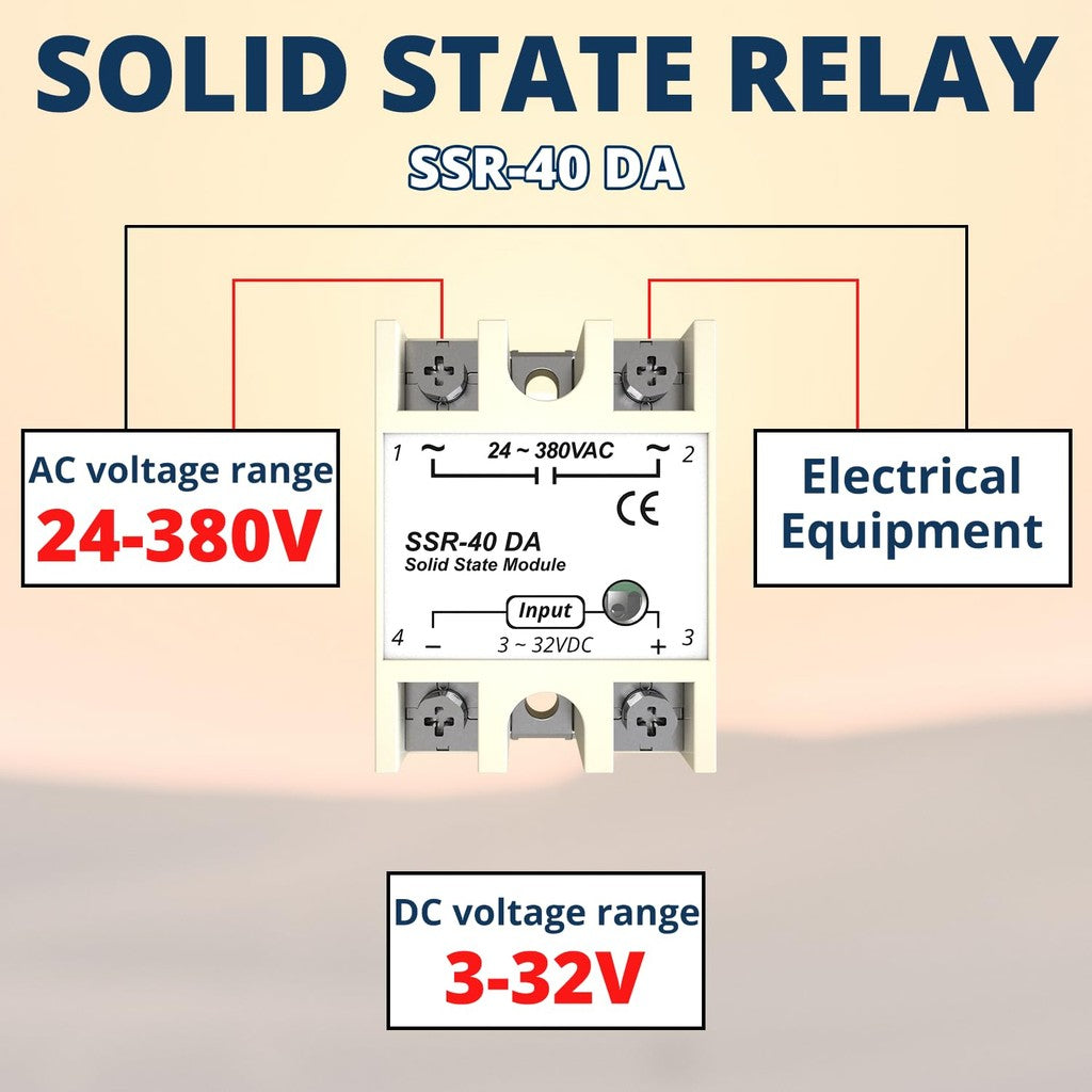 SSR-40DA 25DA 60DA DC to AC Solid State Relay Module Temperature Controller 24V-380V 40A 250V/25A 250V/ 60A 250V