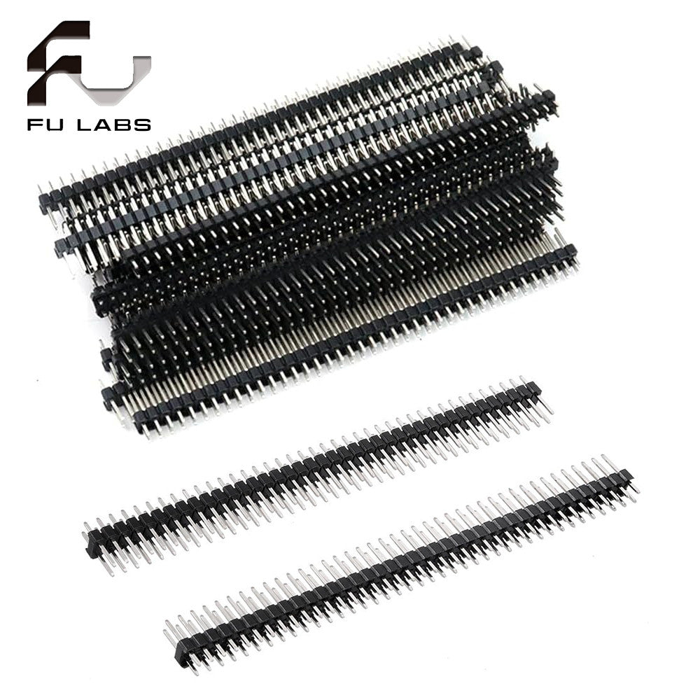 Header Strip Socket 2.54mm Pitch Header Connectors, Easy to install Black 2*40P Male Header Pins PCB board