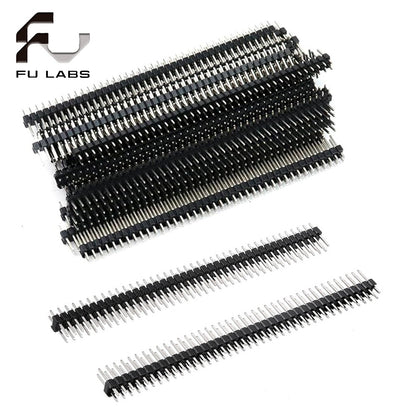 Header Strip Socket 2.54mm Pitch Header Connectors, Easy to install Black 2*40P Male Header Pins PCB board