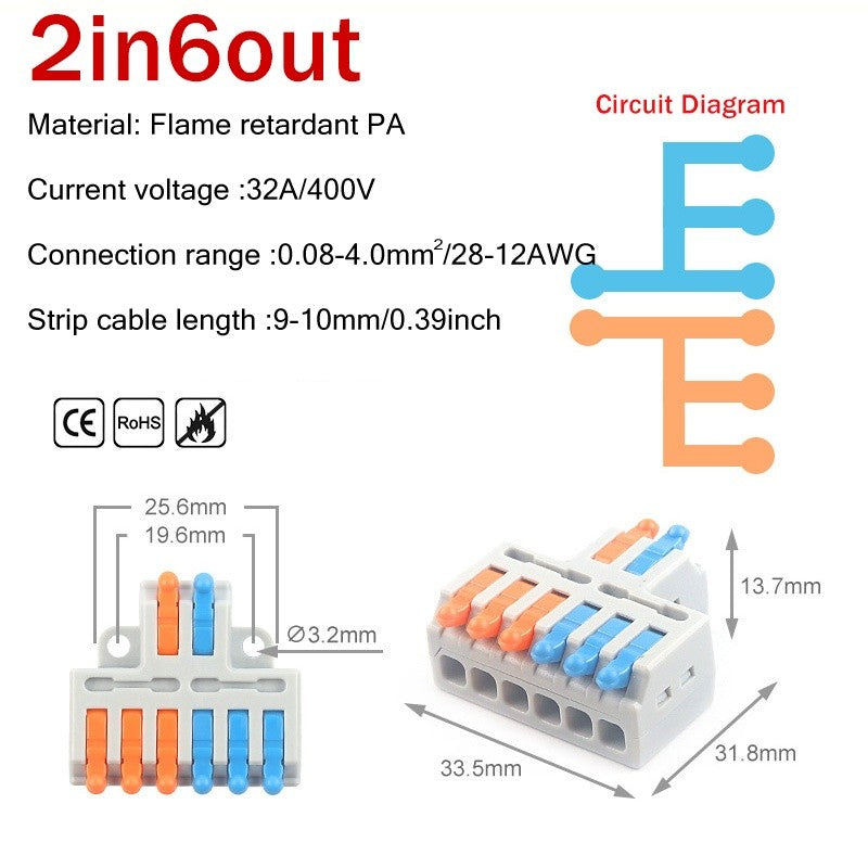 Quick Wire Terminal Connector Universal Wiring Cable Connector Wire connector 32A quick connector