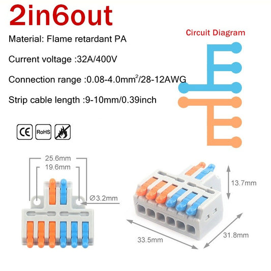 Quick Wire Terminal Connector Universal Wiring Cable Connector Wire connector 32A quick connector
