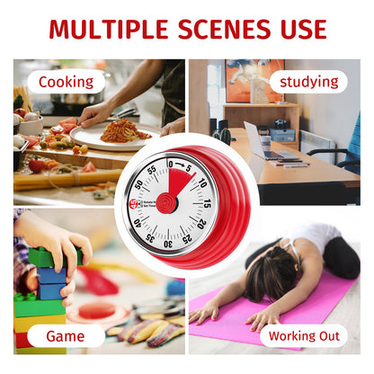 Mechanical Kitchen Timer, 60 Minute Visual Timers for Home Cooking Baking Oven Fitness Studying with Magnetic Backing