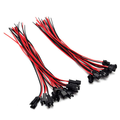 High Quality Plug 10pcs Connector Head Wires 24AWG 2-Pin Male / Female Connected