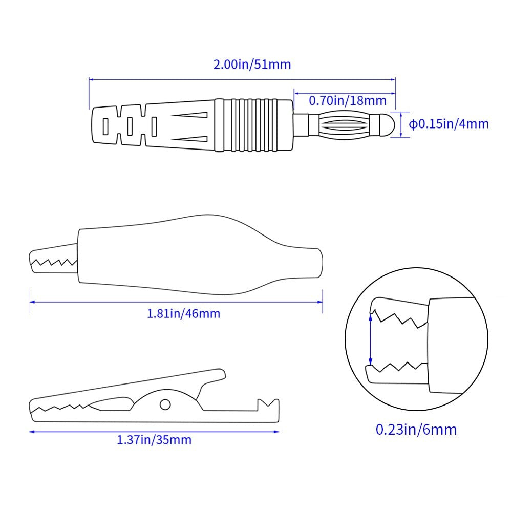 1set Banana Plug to Crocodile Clip Test Total Length of 2Channels
