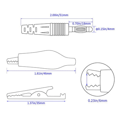 1set Banana Plug to Crocodile Clip Test Total Length of 2Channels