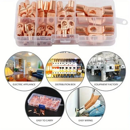 70PCS Copper Battery Cable Connector Terminal Open Lugs Wire Terminals OT 10/20/30/40/50A