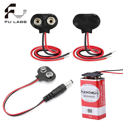 9V BATTERY SOFT CLIP SNAP PLUG CAP CONNECTOR WITH DC PLUG