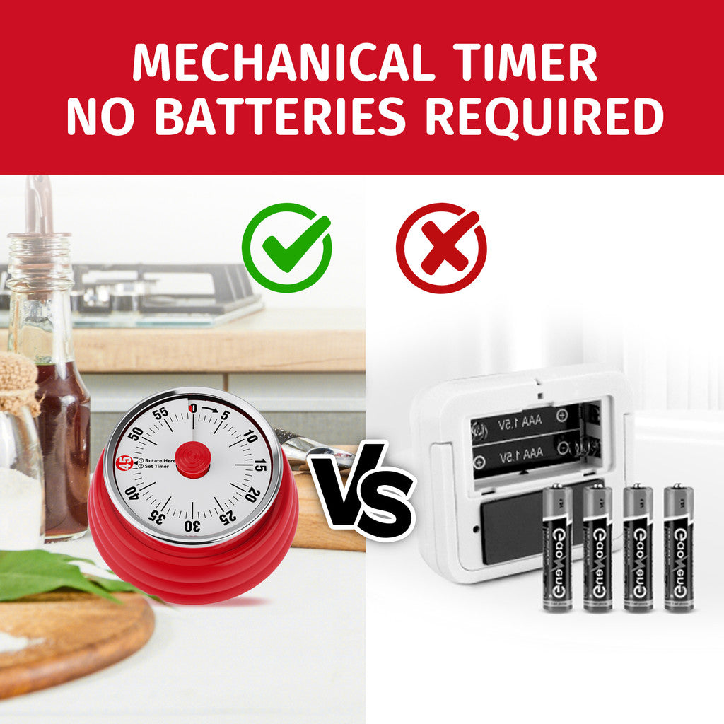 Mechanical Kitchen Timer, 60 Minute Visual Timers for Home Cooking Baking Oven Fitness Studying with Magnetic Backing