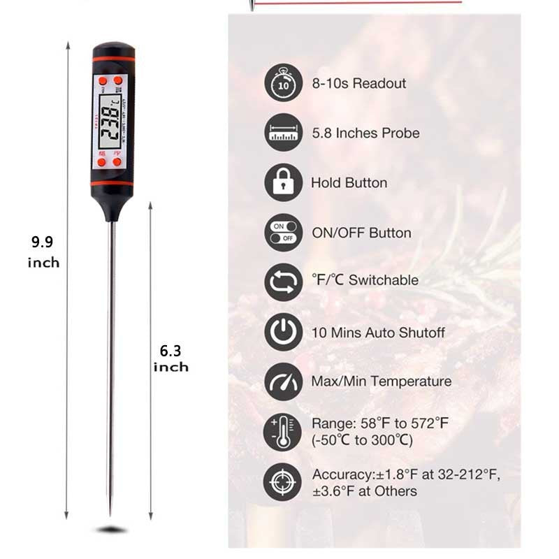 Digital Food Kitchen Thermometer Probe  LCD Meat Cooking Candy Sugar thermometer TP101