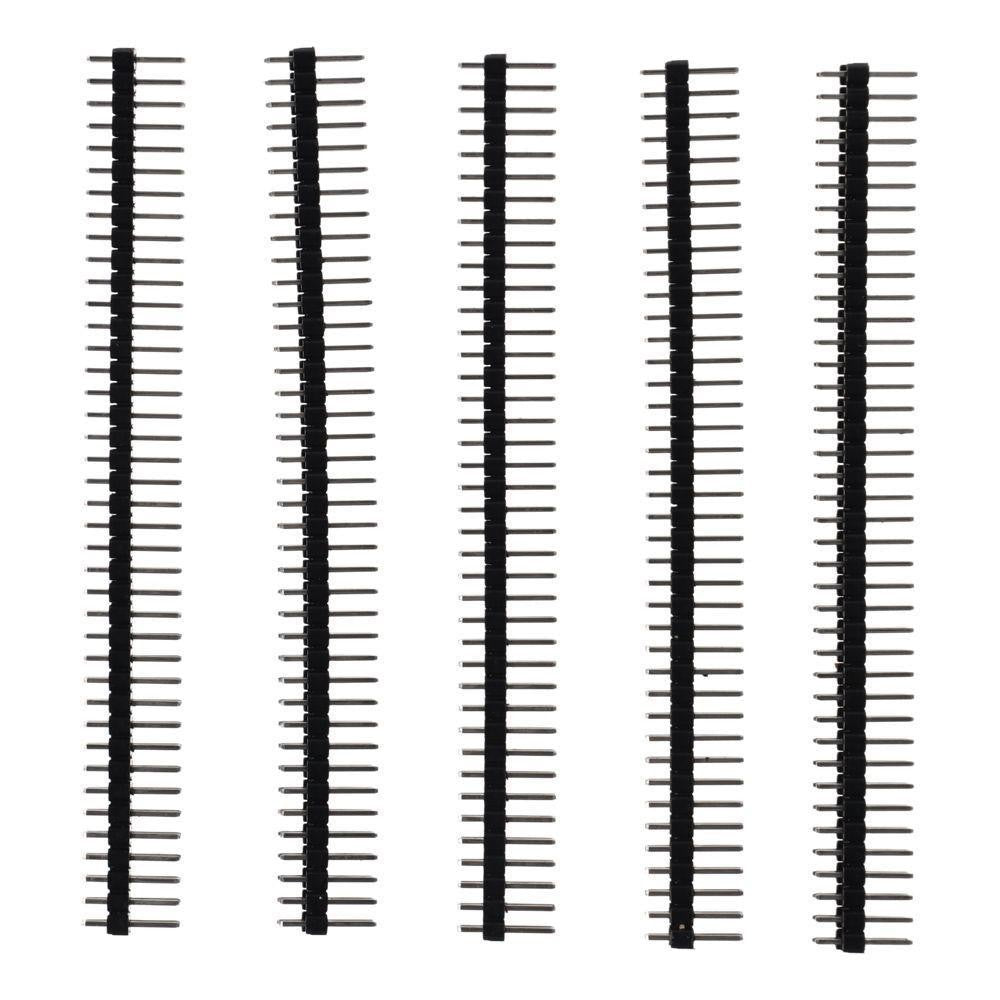 Header Strip Socket 2.54mm Pitch Header Connectors, Easy to install Black 2*40P Male Header Pins PCB board