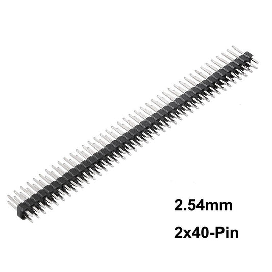 Header Strip Socket 2.54mm Pitch Header Connectors, Easy to install Black 2*40P Male Header Pins PCB board