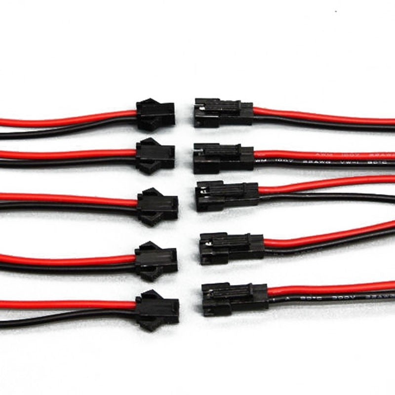High Quality Plug 10pcs Connector Head Wires 24AWG 2-Pin Male / Female Connected