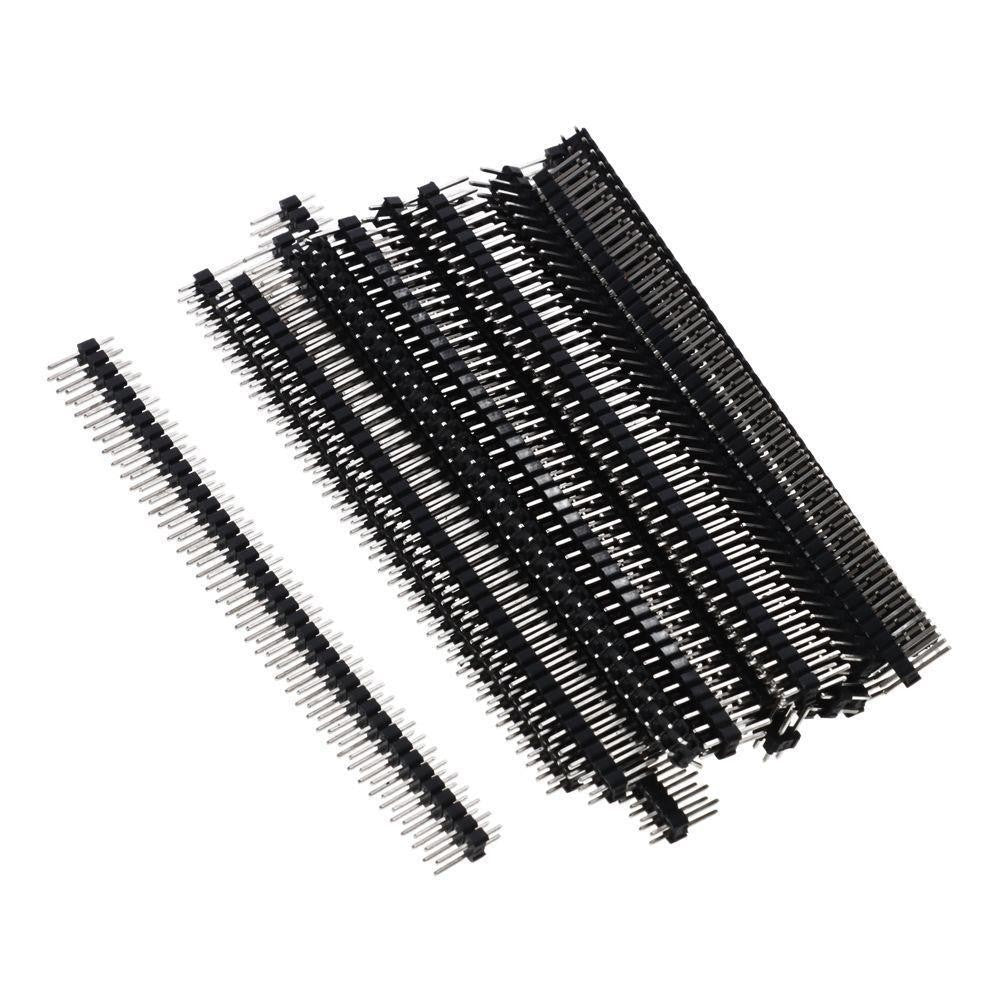 Header Strip Socket 2.54mm Pitch Header Connectors, Easy to install Black 2*40P Male Header Pins PCB board