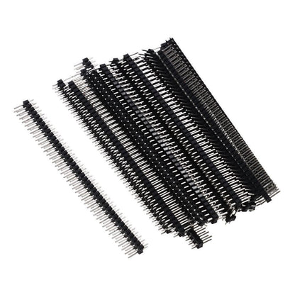 Header Strip Socket 2.54mm Pitch Header Connectors, Easy to install Black 2*40P Male Header Pins PCB board