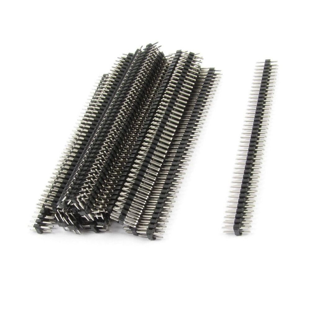 Header Strip Socket 2.54mm Pitch Header Connectors, Easy to install Black 2*40P Male Header Pins PCB board