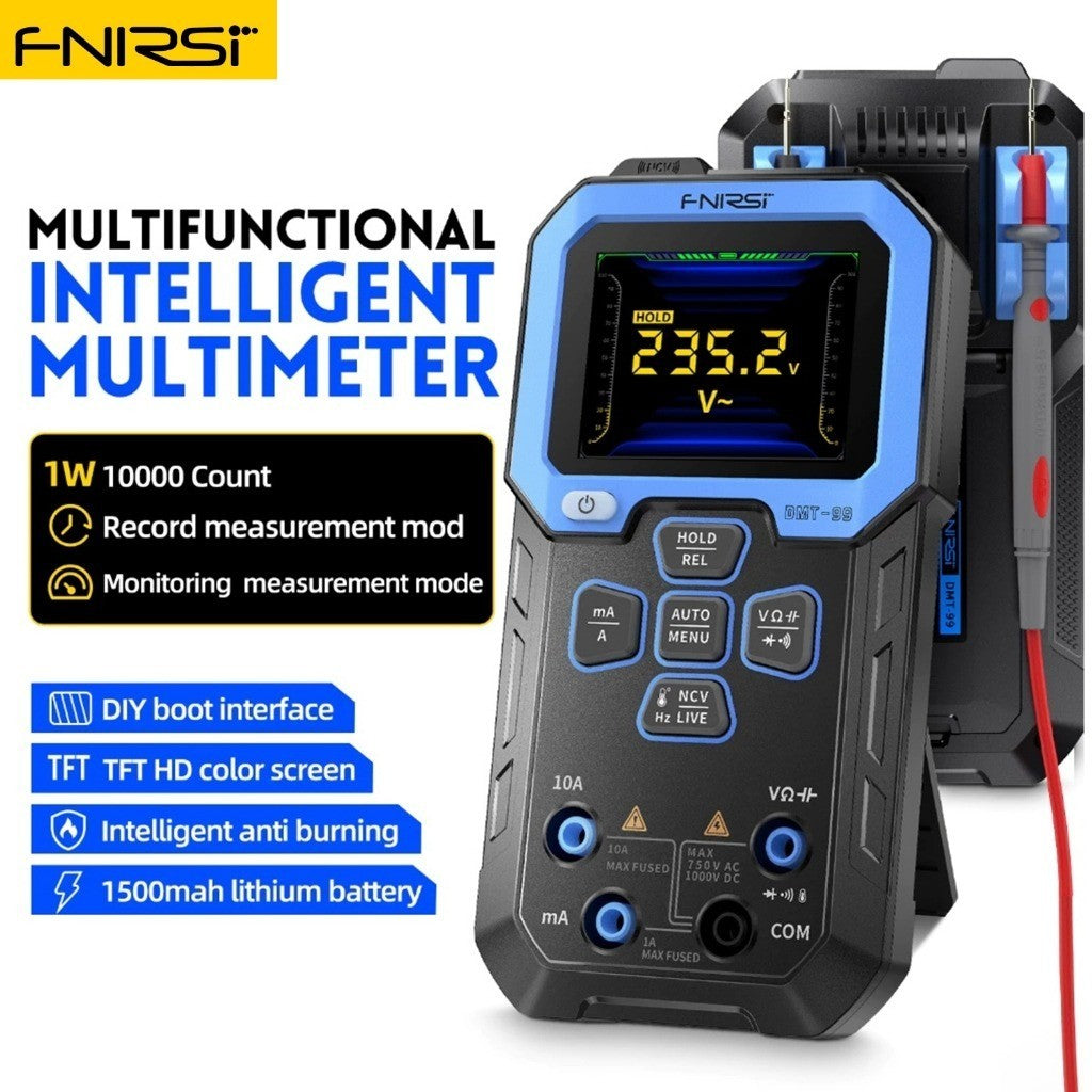 FNIRSI DMT-99 Digital Multimeter 9999 Counts Smart Professional Tester 1000V 10A True RMS Auto Range AC DC Ohm Hz Capacitance  21X12CM