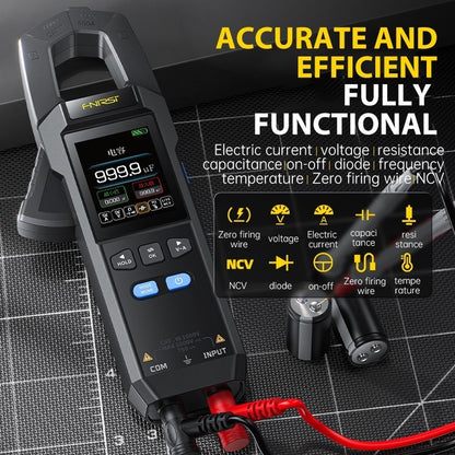 FNIRSI DMC-100 DC AC Current Clamp Meter 10000 Counts Digital Multimeter 600A Amperimetric Clamp Tester NCV Electrician Tools 22X11CM