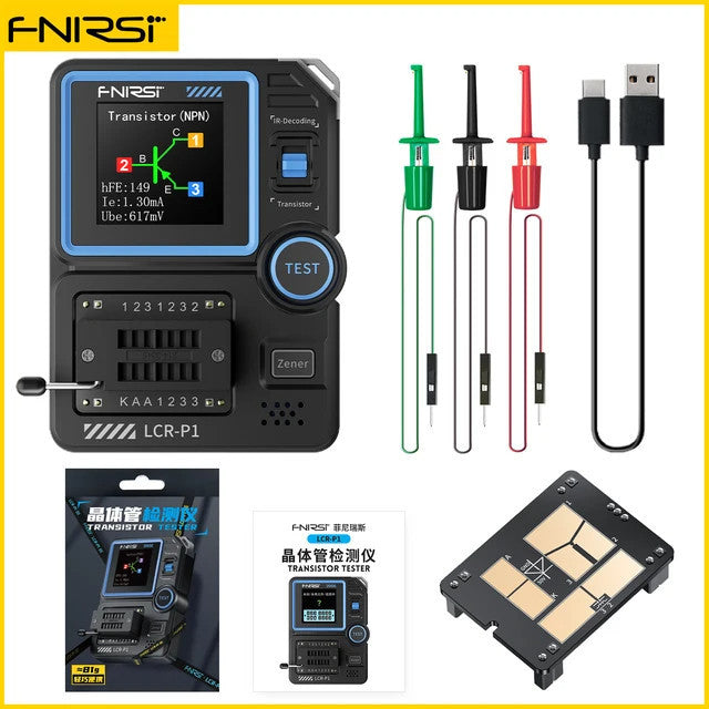 FNIRSI LCR-P1 Transistor Tester Diode Triode Capacitance Resistance Meter LCR ESR Meter NPN PNP MOSFET IR Multifunction Tester 9X7 CM
