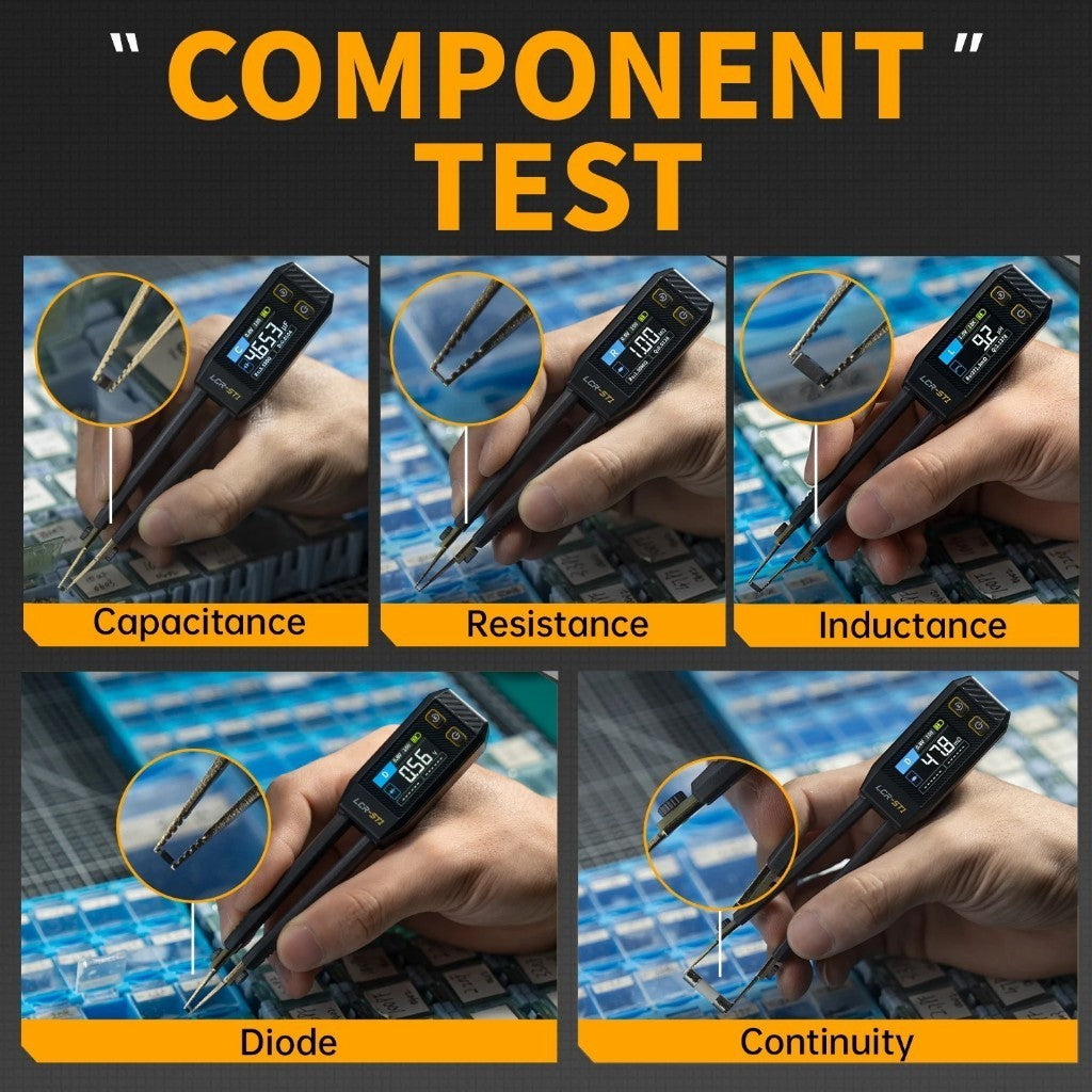 FNIRSI LCR-ST1 Mini Smart Tweezer LCR SMD ESR Tester Resistance Capacitance Inductance Continuity Diode Test Measurement Tools 15X3 CM