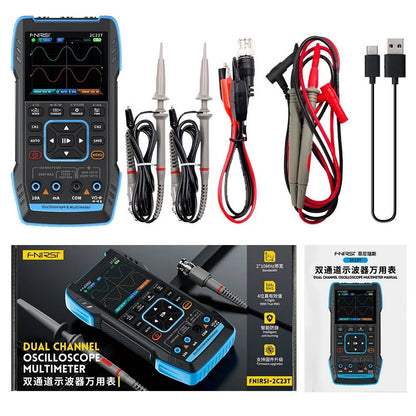 Fnirsi 2C23T Handheld Digital Oscilloscope Multimeter+Function Signal Generator 2023 Latest 3IN1 Dual Channel 10MHZ * 2 50MS/s 30X17CM