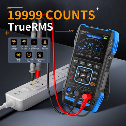 FNIRSI 2C53T 3in1 Multimeter Digital Oscilloscope Built-in DDS Function Signal Generator 2 Channel 50MHz Bandwidth 250MS Rate 22X14CM