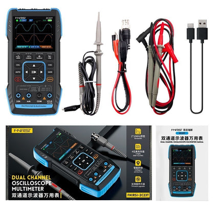 Fnirsi 2C23T Handheld Digital Oscilloscope Multimeter+Function Signal Generator 2023 Latest 3IN1 Dual Channel 10MHZ * 2 50MS/s 30X17CM