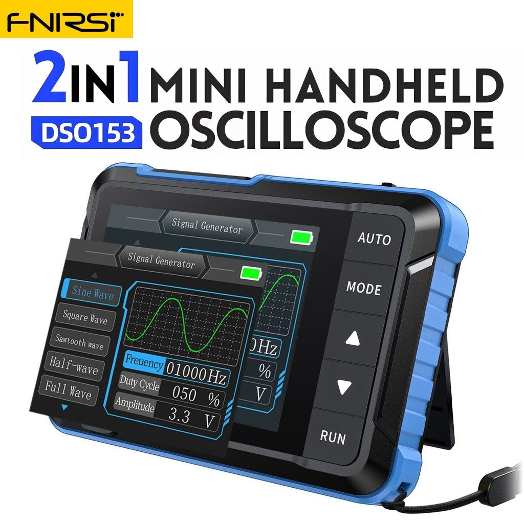 FNIRSI DSO153 Digital Portable Oscilloscope Signal Generator 2in1 1MHz Bandwidth 5MSa/s Sampling Rate Electronics Repair Tools 15X9CM