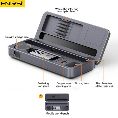 FNIRSI Smart Soldering iron HS-02A/B Mobile Workbench Storage box Soldering iron set 25X10CM from Manila