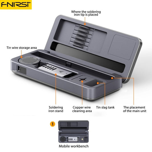 FNIRSI Smart Soldering iron HS-02A/B Mobile Workbench Storage box Soldering iron set 25X10CM from Manila