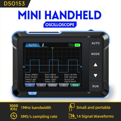 FNIRSI DSO153 Digital Portable Oscilloscope Signal Generator 2in1 1MHz Bandwidth 5MSa/s Sampling Rate Electronics Repair Tools 15X9CM