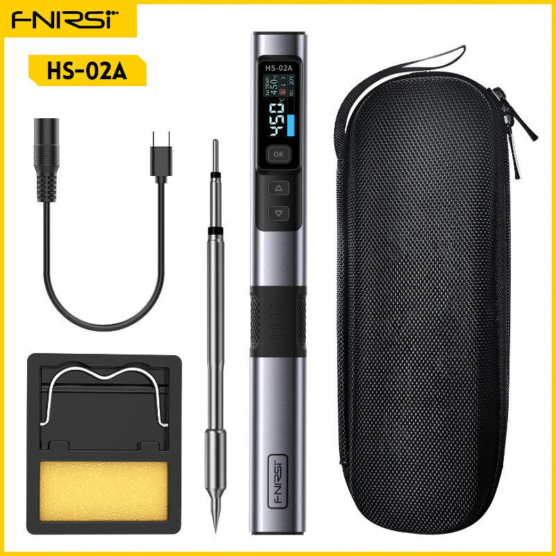 Fnirsi HS-02 Adjustable Temperature Soldering Iron DC 20V 100-450℃Solder Rework Station PD 100W Portable Repair Tool 18X2CM