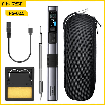 Fnirsi HS-02 Adjustable Temperature Soldering Iron DC 20V 100-450℃Solder Rework Station PD 100W Portable Repair Tool 18X2CM