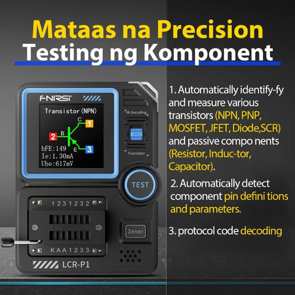 FNIRSI LCR-P1 Transistor Tester Diode Triode Capacitance Resistance Meter LCR ESR Meter NPN PNP MOSFET IR Multifunction Tester 9X7 CM