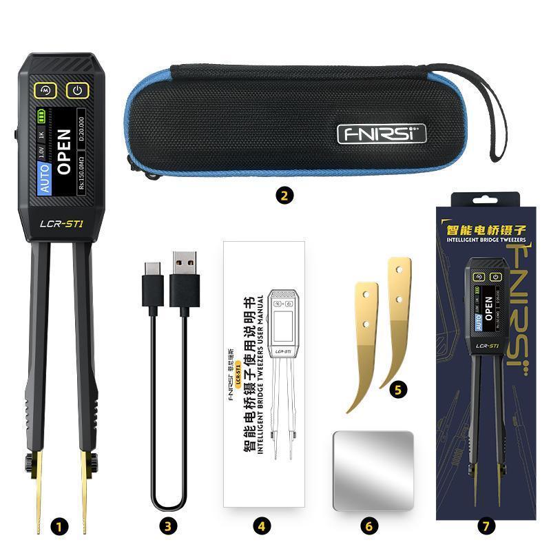 FNIRSI LCR-ST1 Mini Smart Tweezer LCR SMD ESR Tester Resistance Capacitance Inductance Continuity Diode Test Measurement Tools 15X3 CM