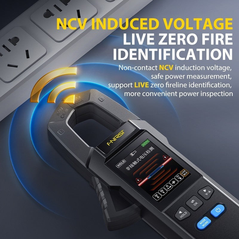 FNIRSI DMC-100 DC AC Current Clamp Meter 10000 Counts Digital Multimeter 600A Amperimetric Clamp Tester NCV Electrician Tools 22X11CM