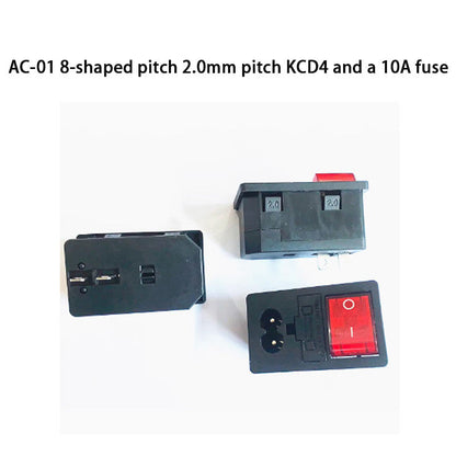 1pcs AC-01 AC-14-F16 Electrical Power Socket 250V Rocker Switch Brass 10A Inlet Plug Connector Computer Mount Outlet with Fuse