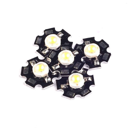 Fulabs 10pcs 1W 3W 5W High Power LED Beads Full Spectrum Pure White With 20mm Black Star PCB Heat sink Aluminum Substrate DIY lights