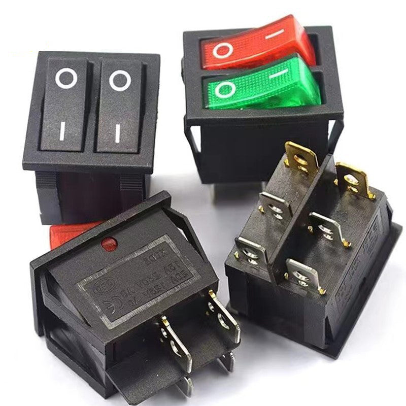 Fulabs KCD8 6PIN 16A 250V 20A 125V Double Light Switch Rocker Switch Waterproof ON-OFF KCD6 Boat Power Switch